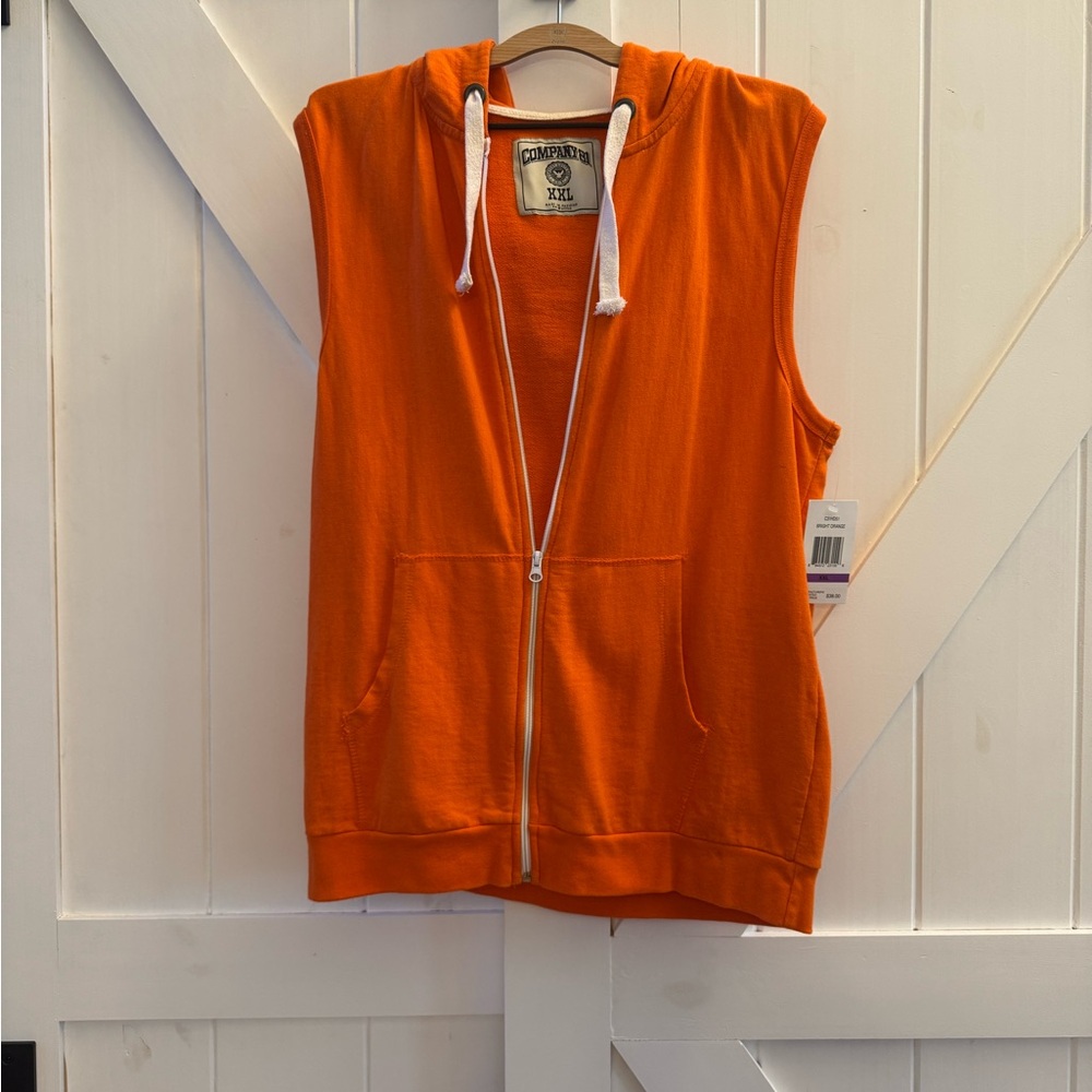 Company 81 Zip-up Orange 100% Cotton Sleeveless Hooded Sweatshirt